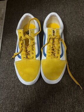 UCLA Vans Yellow Blur and White Low-Top Sneakers